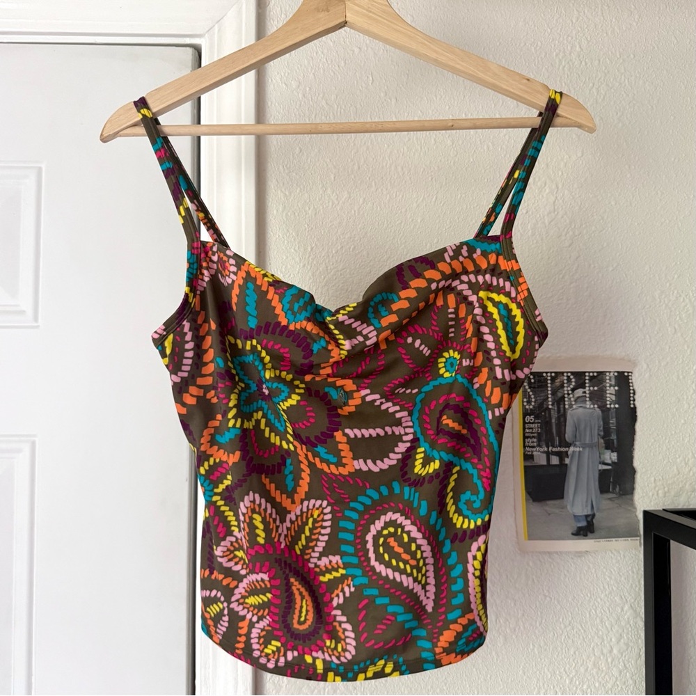 Victoria's Secret y2k 2000’s Olive multicolor paisley floral swim tank bikini